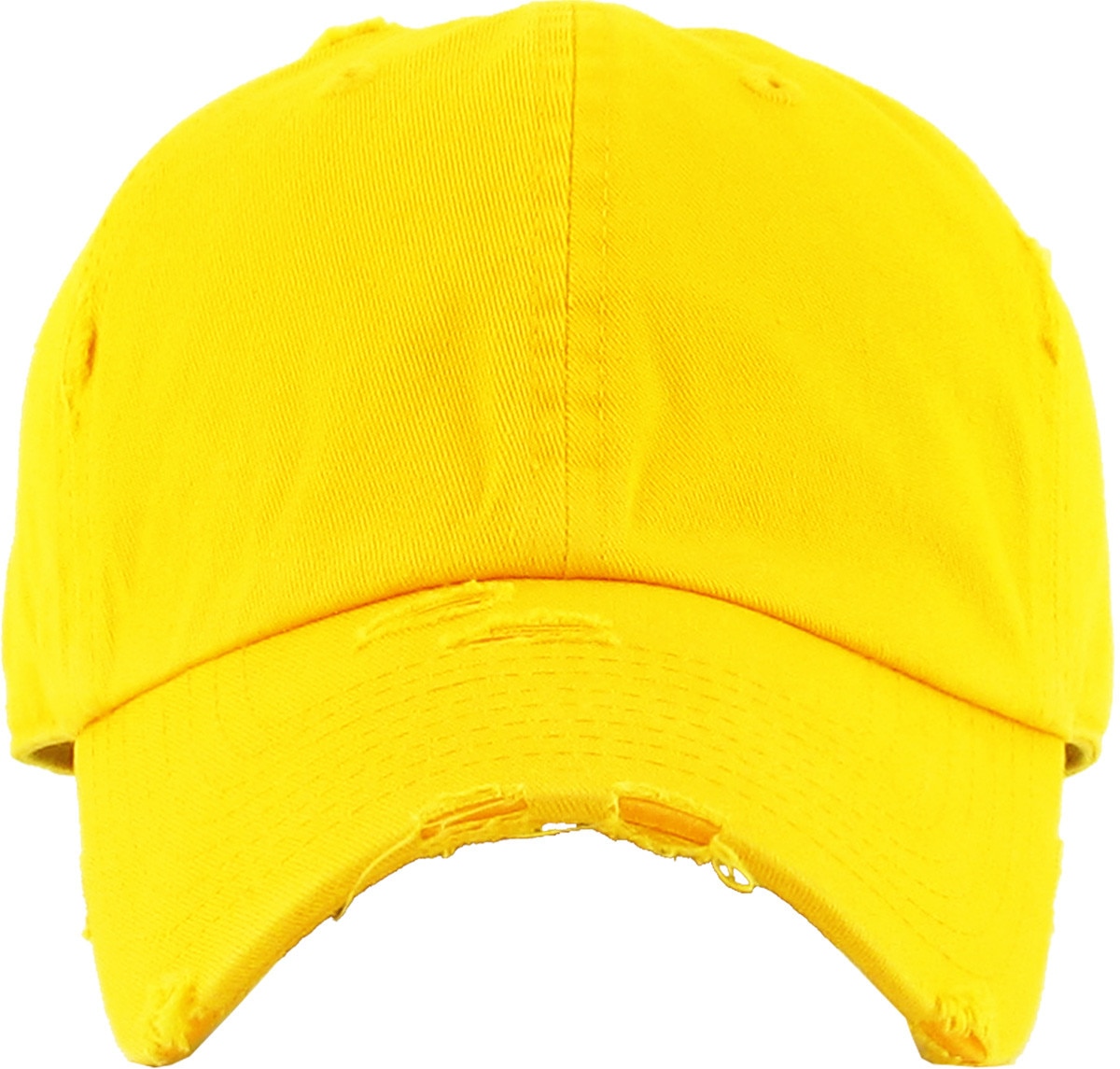 Yellow Distressed Vintage Baseball Cap Front View
